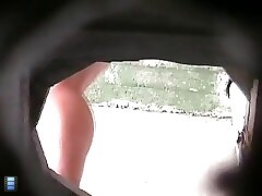6 movies - Feisty gal recorded taking a leak in a shared bathroom with a discreet device Part 3