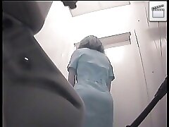 6 movies - Three ladies captured alternating peeing in a secluded toilet Part 2