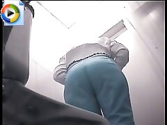 6 movies - Observer captures women relieving themselves in a warehouse restroom Part 1